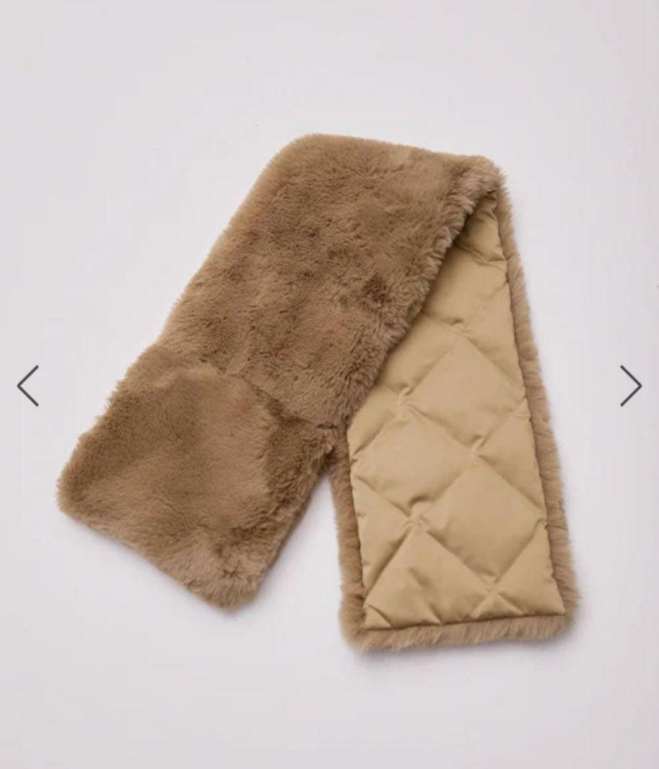 ロペ タイオン リモンタ フェイクファー ダウン マフラー キャメル