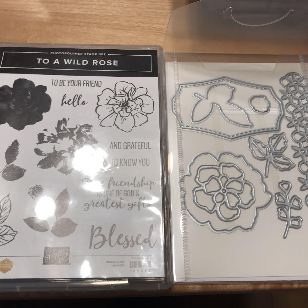 未使用　スタンピンアップ　wild rose 薔薇スタンプ & ダイのセット Jumbo Artificial Roses Lifesize |Huge Flower Props 64