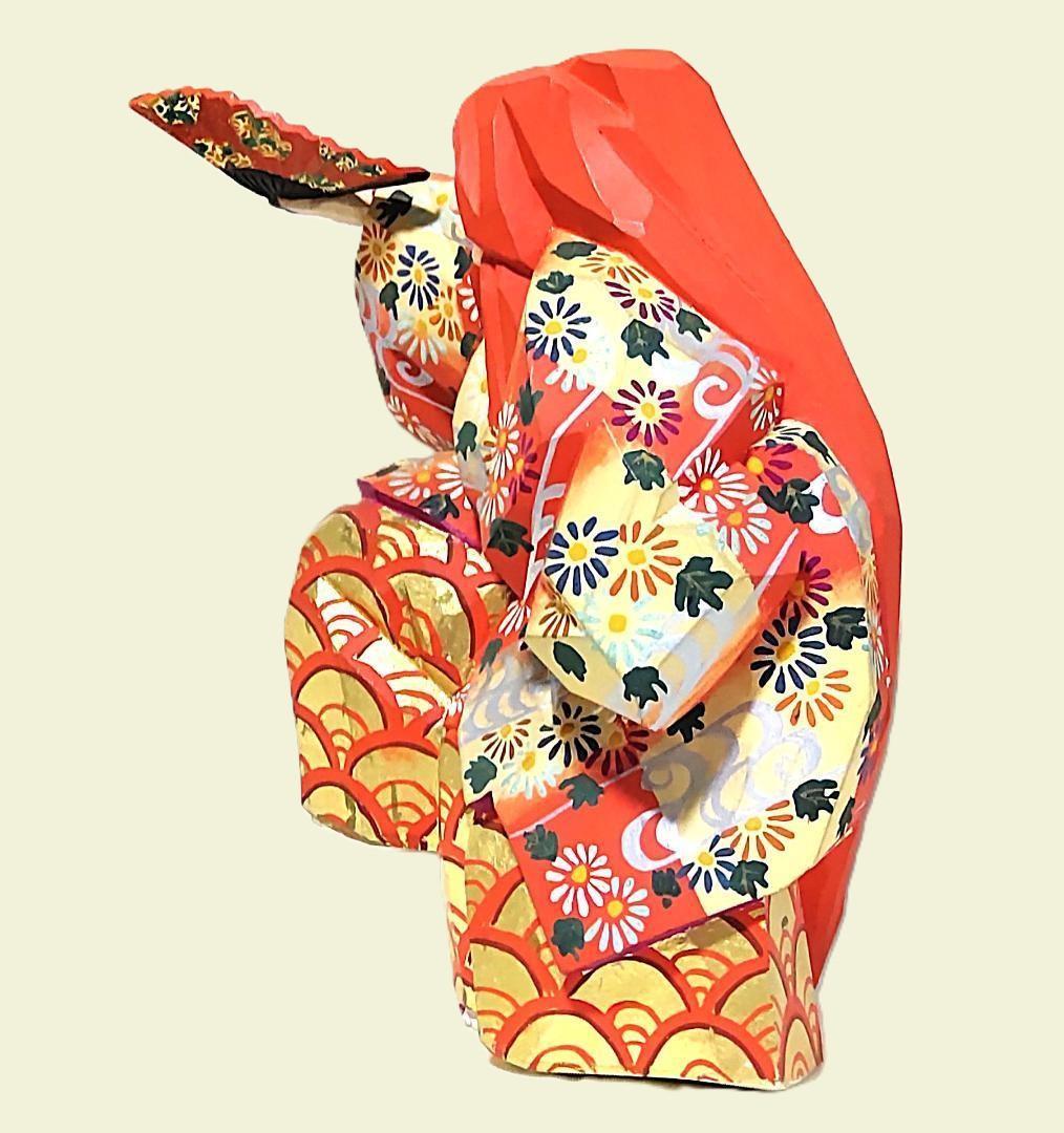 一刀彫 猩々 奈良一刀彫 奈良人形 橋本良寿 共箱 置物 一刀彫 猩々