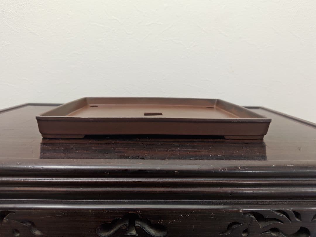 ブラウン長方形陶器製中型盆栽鉢　約31cm x 23cm×3cm 落款あり 楽天市場】盆栽鉢 10号 長方鉢 おしゃれ 専門店 長角 四角 ブラウン