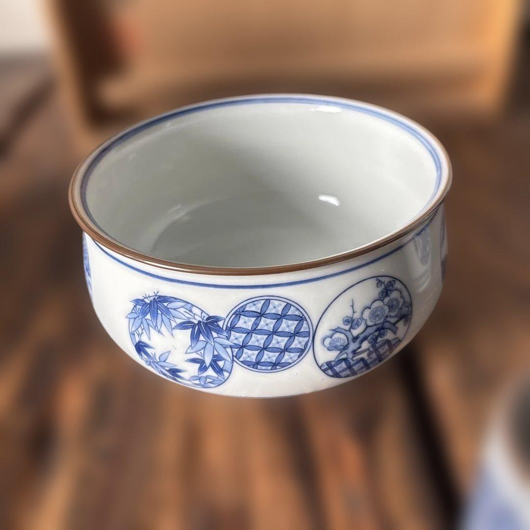 皆具 千古窯造 染付花丸文 水指 建水 蓋置 杓