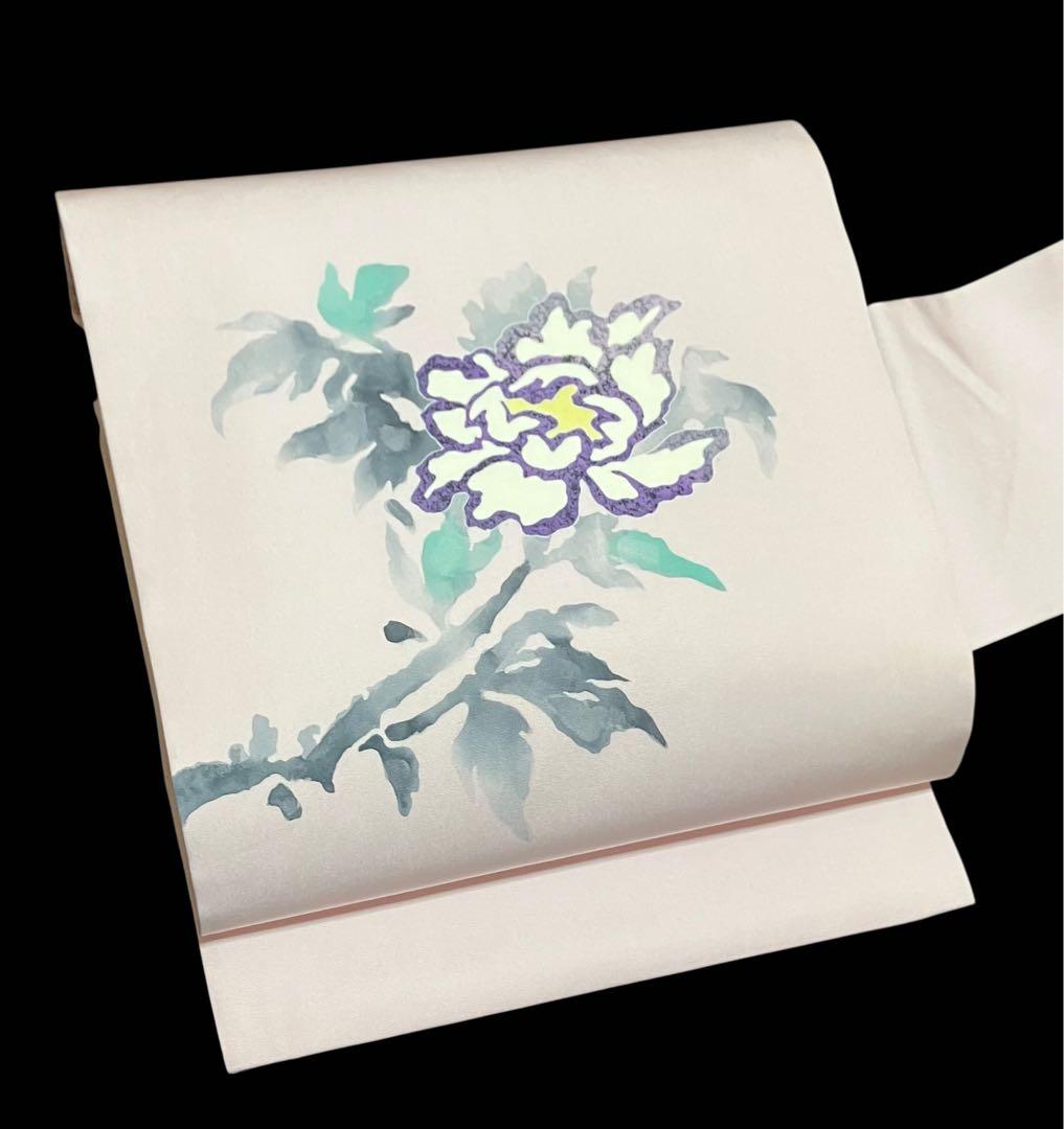 九寸名古屋帯 塩瀬 正絹 花文 作家落款 イ6537 - メルカリ