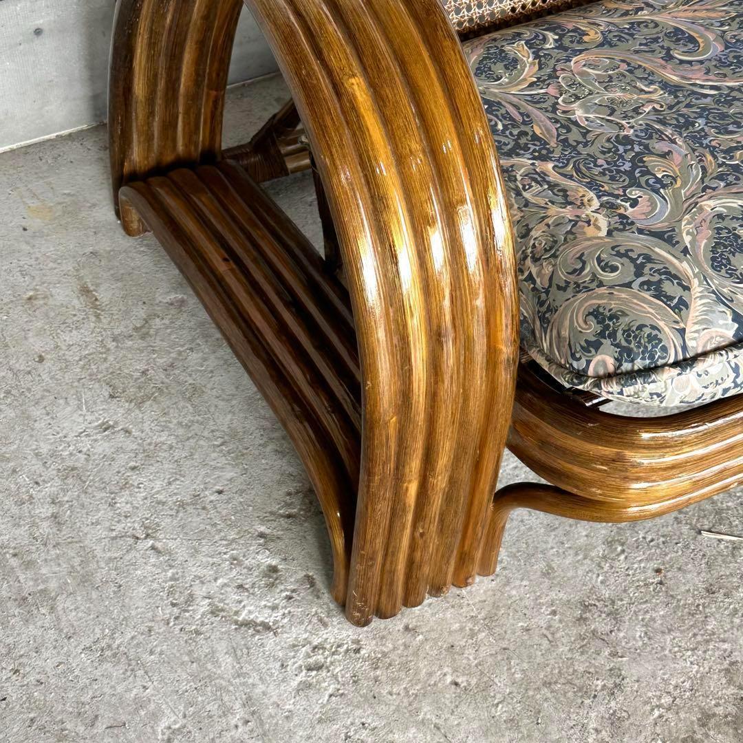 オールドラタン꧂カフェ風✦レトロラタン大型アームチェア 1人掛けソファー