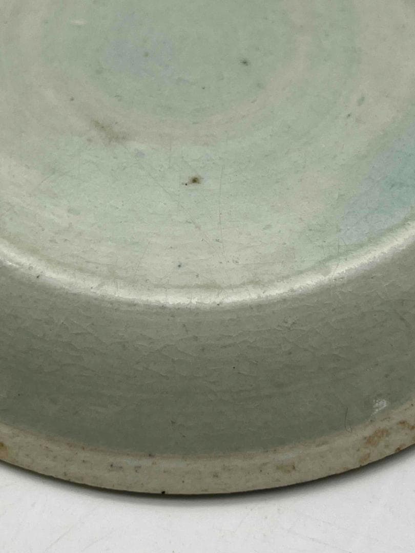 北宋時代 湖田窯 青磁刻花鳳尾花文房洗 覆燒 覆輪