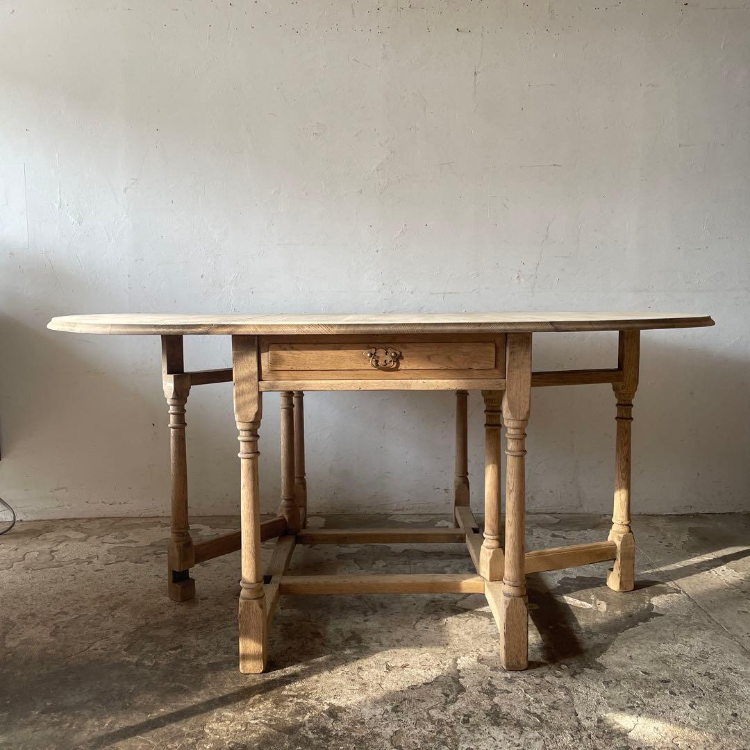 ビンテージ　ドロワーゲートレッグテーブル ドロップリーフテーブル 剥離