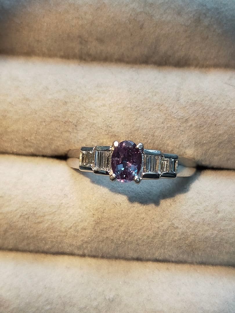 鑑別付き 三越 大粒 アレキサンドライト 0.44ct プラチナリング 指輪