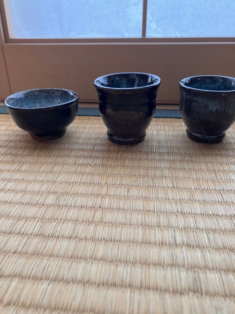 陣ヶ森窯 鈴木照雄 ぐい呑み 3個セット 民藝