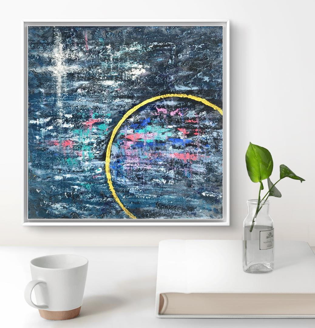 インディゴの楽園 / テクスチャーアート 18×18㎝ S0 原画1点のみ