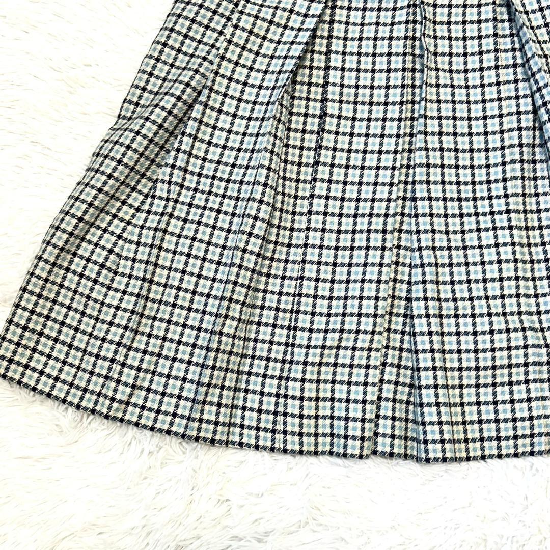 希少　セリーヌ　スカート　L　チェック　フレア　トリオンフ　プリーツ　膝丈