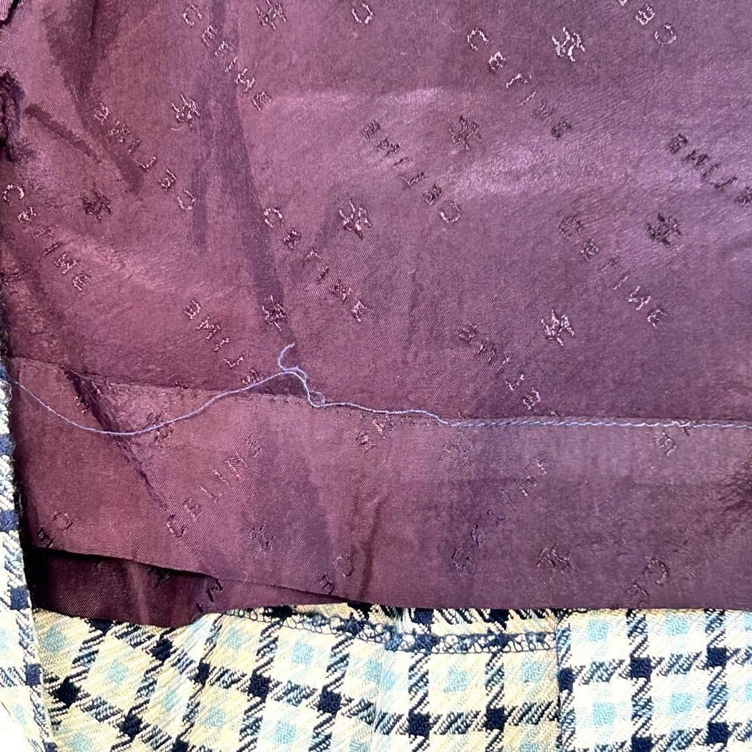 希少　セリーヌ　スカート　L　チェック　フレア　トリオンフ　プリーツ　膝丈