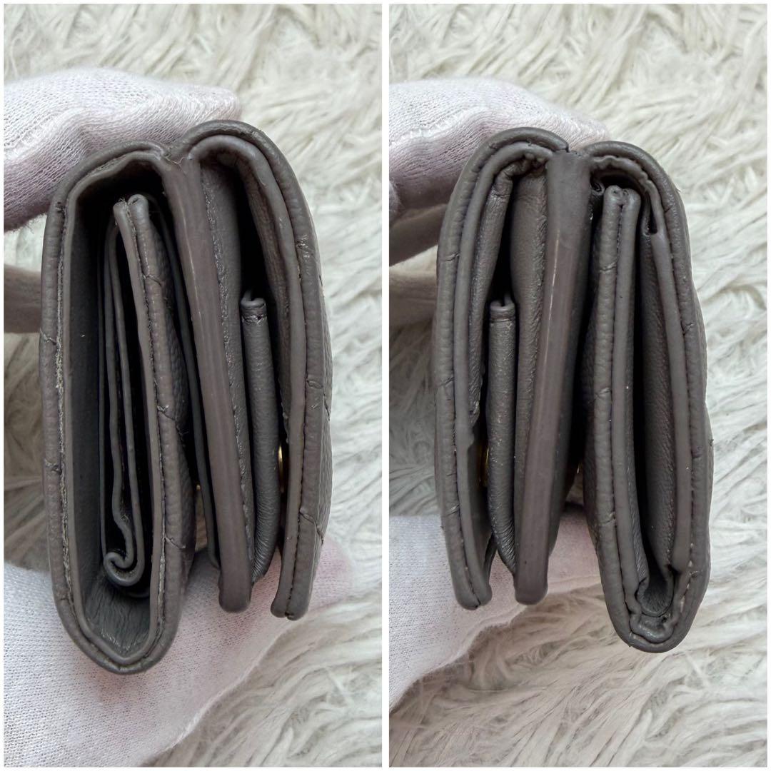 美品✨サンローラン 三つ折り財布 Vステッチ カサンドラ レザー