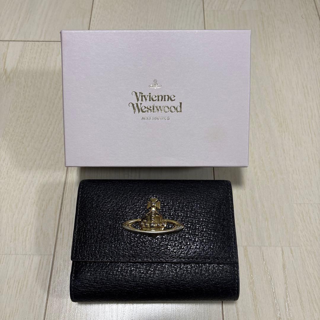Vivienne Westwood ブラック三つ折り財布 箱付き ヴィヴィアン ウエストウッド Vivienne Westwood 三つ折り財布 ナッパ
