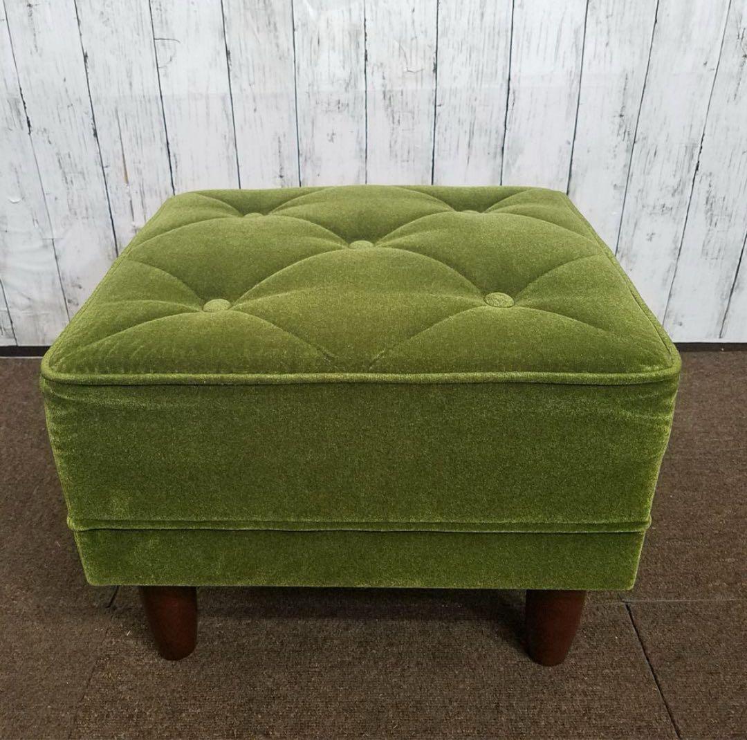 美品 カリモク60 モケットグリーン オットマンX36206 QD