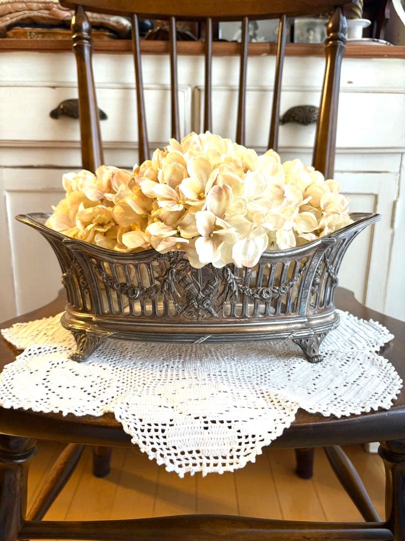 ♡ フランスアンティーク　ジャルディニエール　ローズガーランド　リボン　オルモル ♡ フランスアンティーク ジャルディニエール ローズガーランド リボン