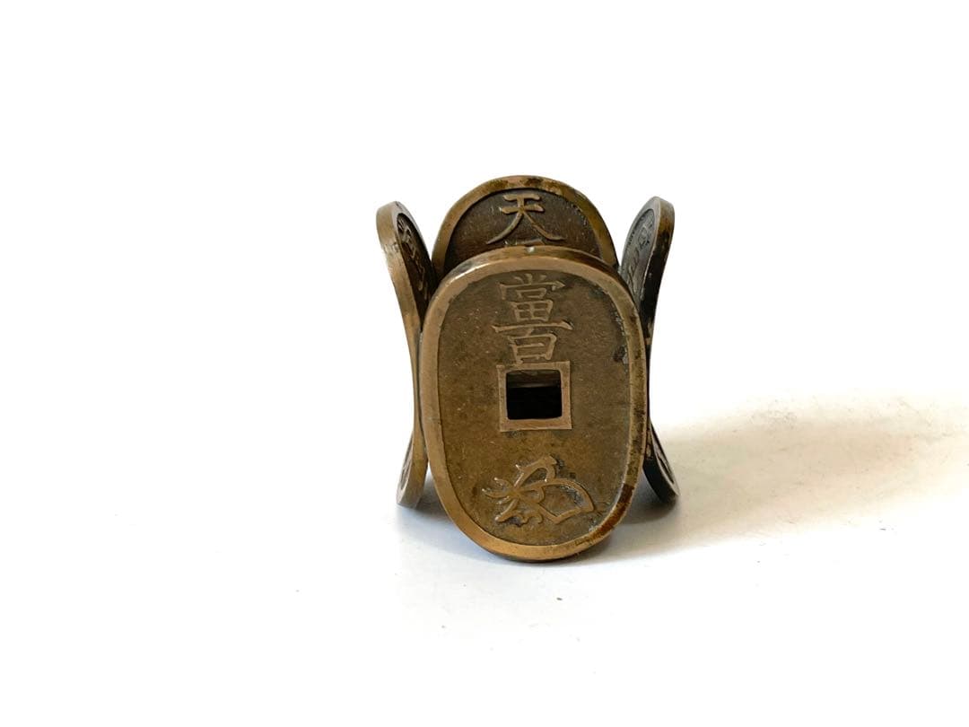 骨董 アンティーク 塩津親次 天保通宝 蓋置 寛永通宝 茶道具 共箱 嘯月堂