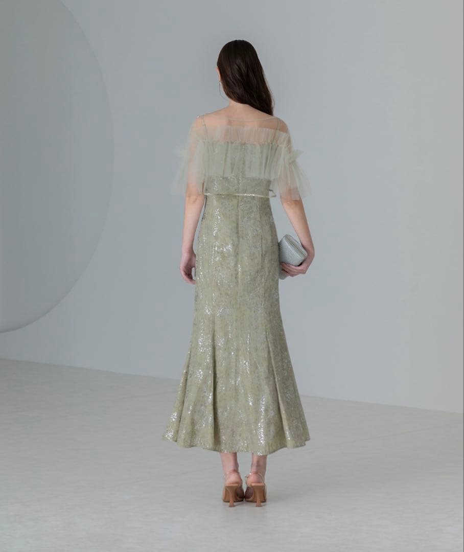 Leja チュールフリルボレロペイントマーメイドドレス　Sサイズ