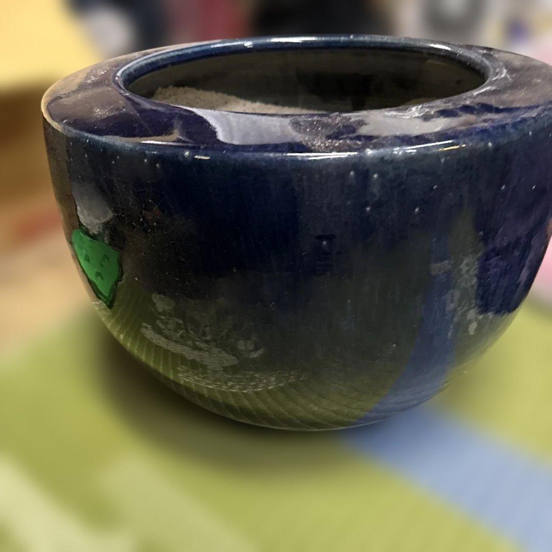 濃紺 陶器 火鉢 丸型 40cm 濃紺 陶器 火鉢 丸型 40cm - メルカリ