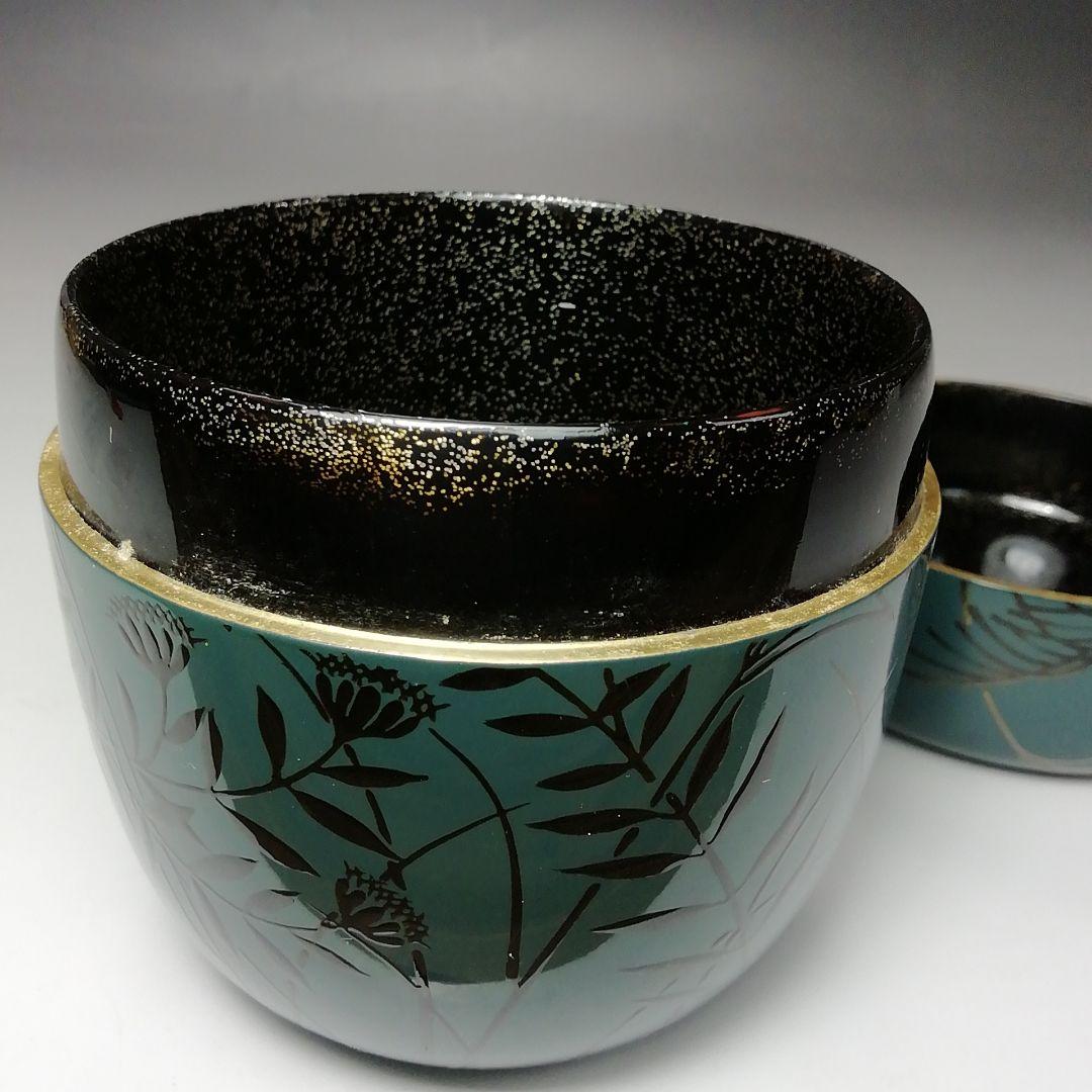 S716棗『秋の宵』『月に秋草内鈴虫蒔絵』『志路川作』共箱茶道具