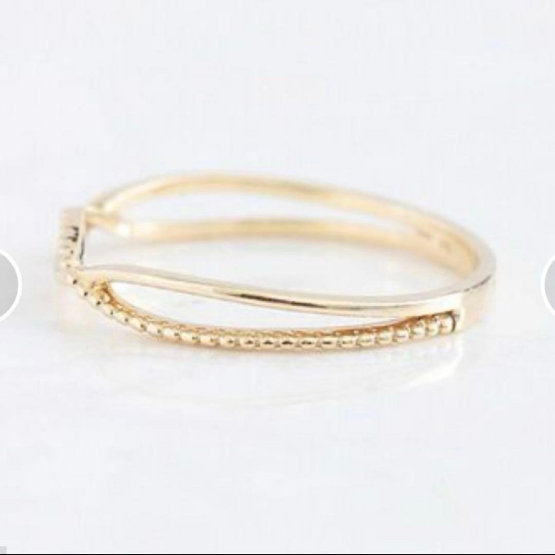 NOIR DE POUPEE K10 シンプル クロスライン レイヤードリング