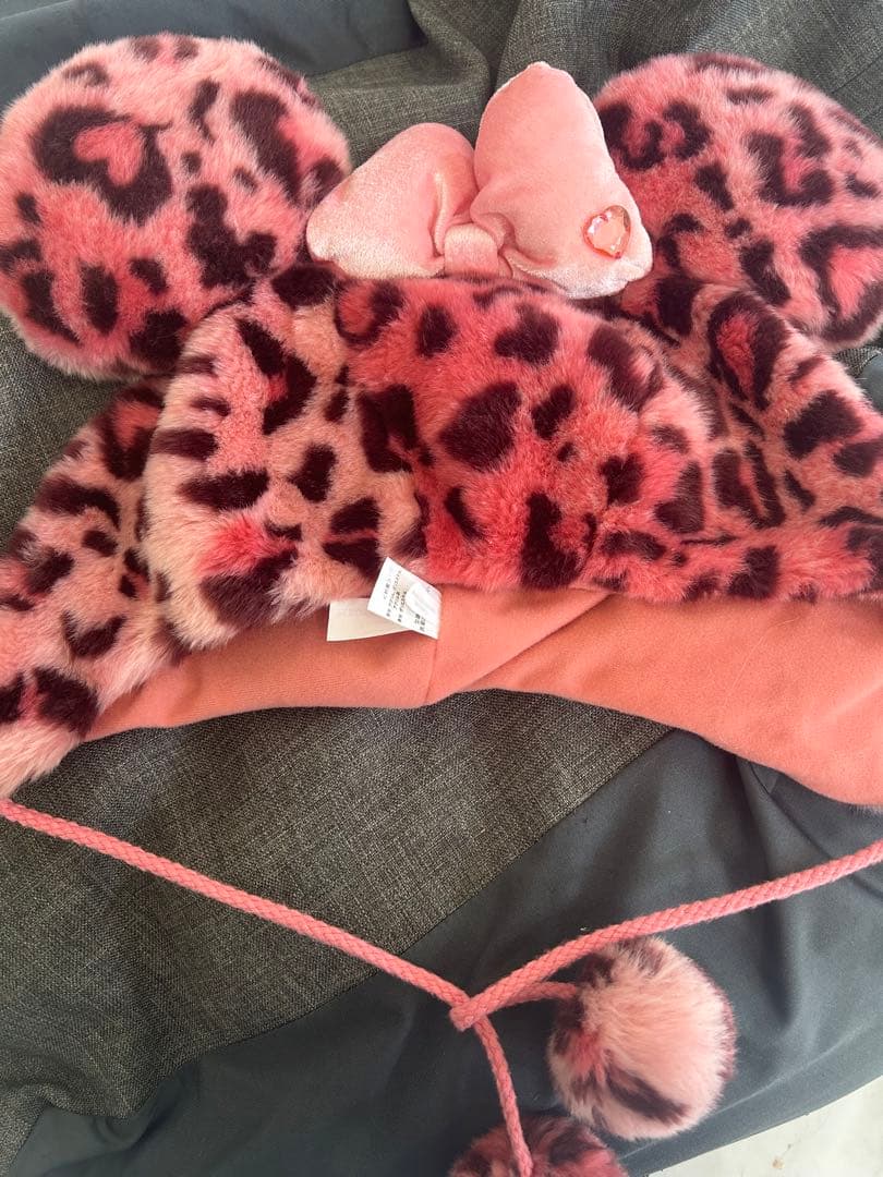 ディズニー ヒョウ柄 ファンキャップ ピンク ミニー