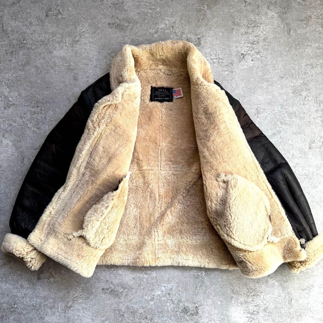 超希少レア】名作 80s リアルレザームートン B-3 ジャケット