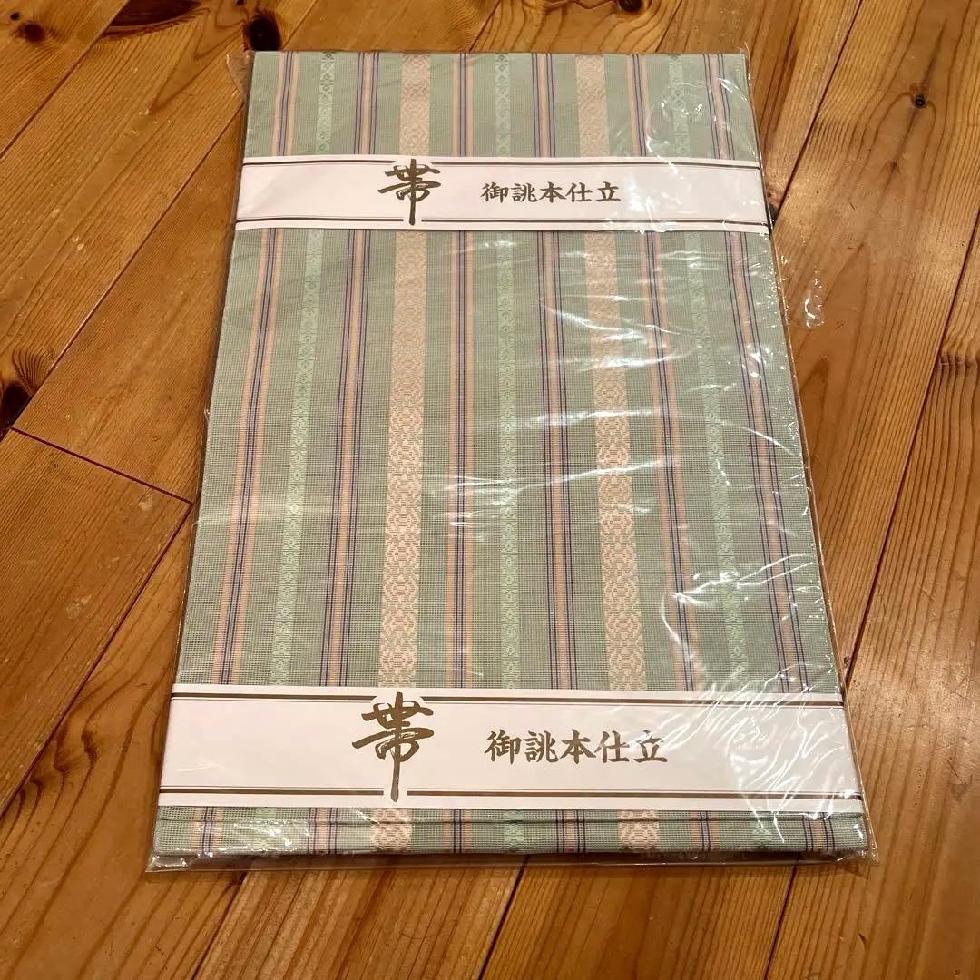 極美品】本場筑前博多織 八寸名古屋帯 献上柄 正絹 ミント×薄紫 - メルカリ