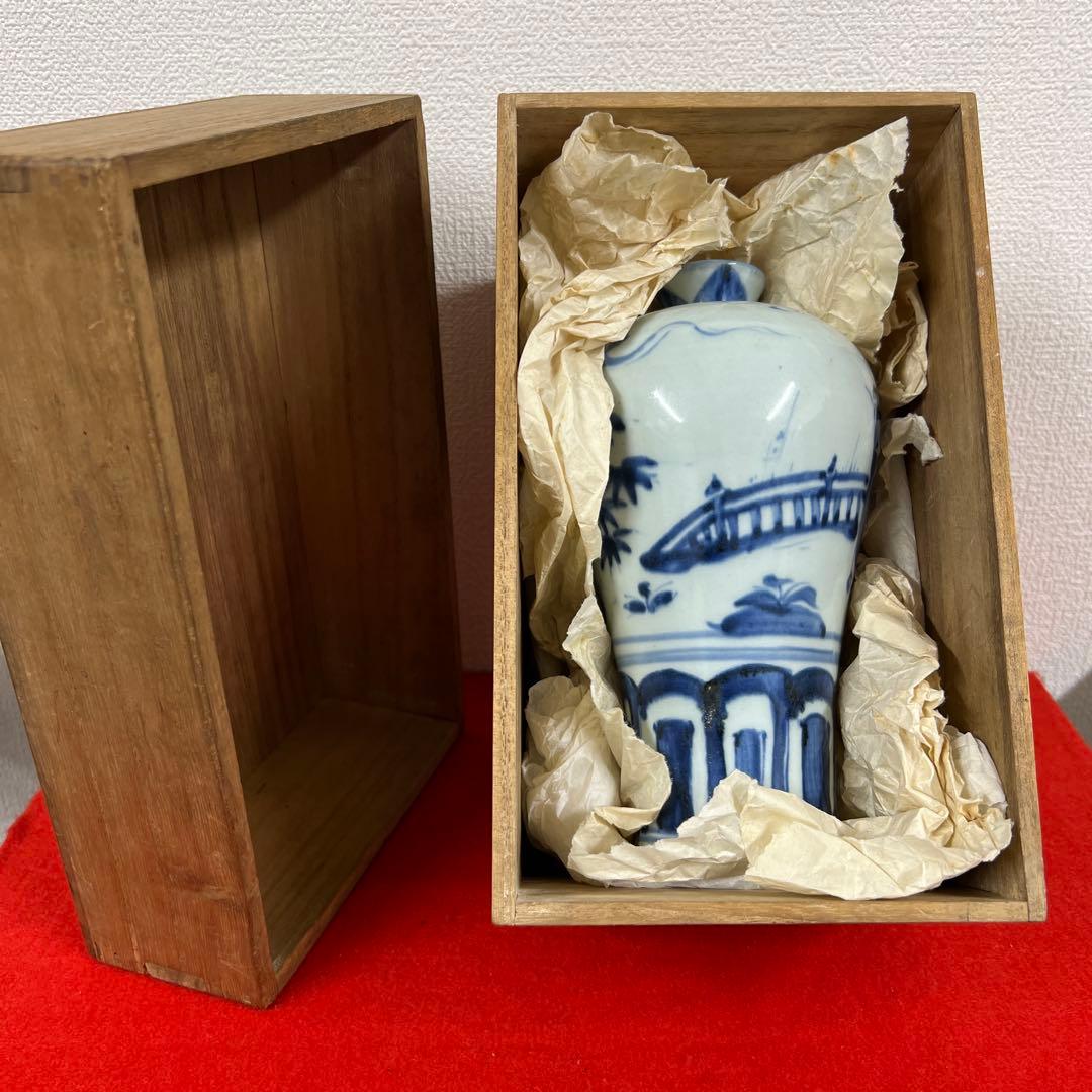 中国古美術 清時代染付人物梅瓶 /西X-004