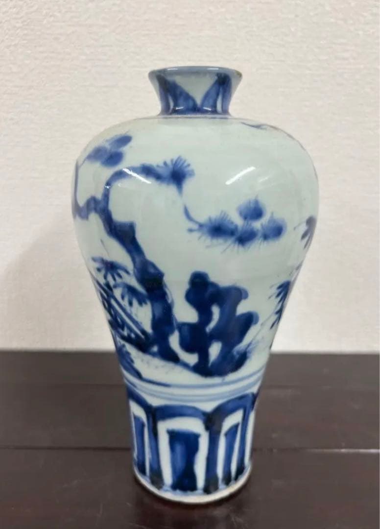 中国古美術　清時代染付人物梅瓶 /西X-004