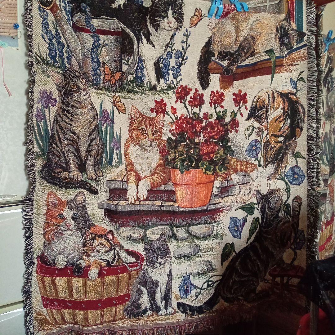 新品♥海外からやってきた物♥猫のタペストリー　ブランケット　ベッドカバー