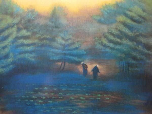 小茂田青樹、「麦踏」、希少な画集より、新品高級額・額装付、状態良好