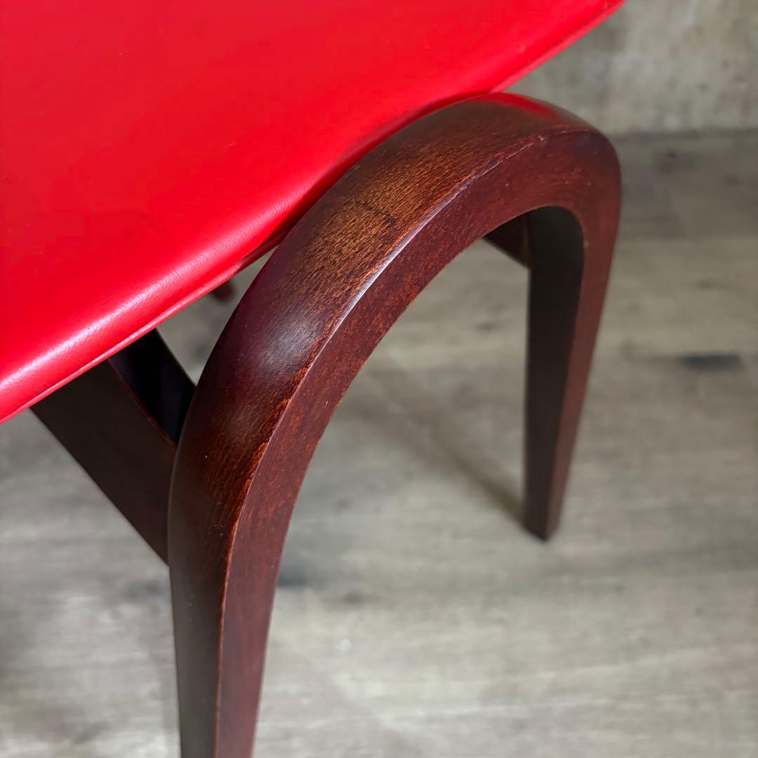 秋田木工　スタッキングスツール　レッド　剣持勇　曲木　①