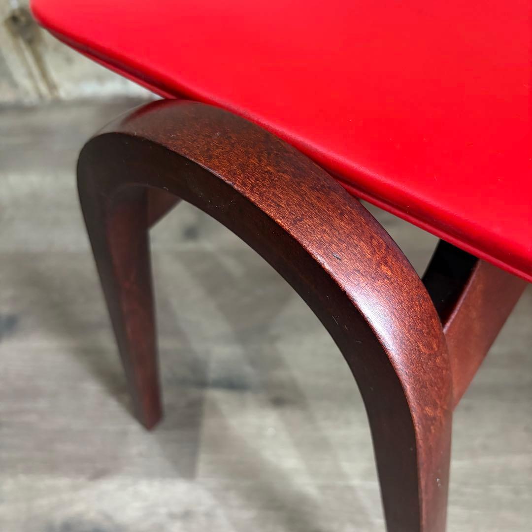 秋田木工　スタッキングスツール　レッド　剣持勇　曲木　①