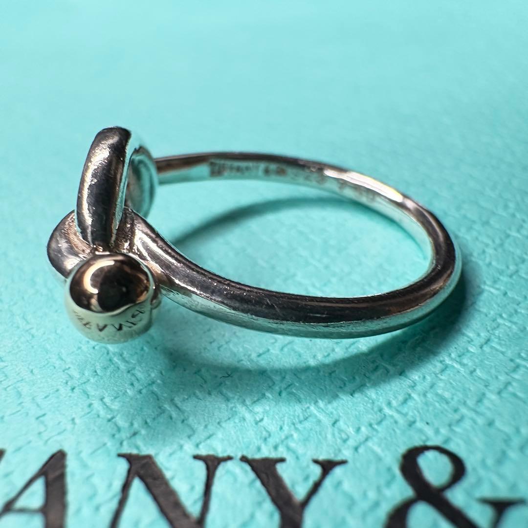 【美品】約12号 ティファニーラブノットリングSV925金750