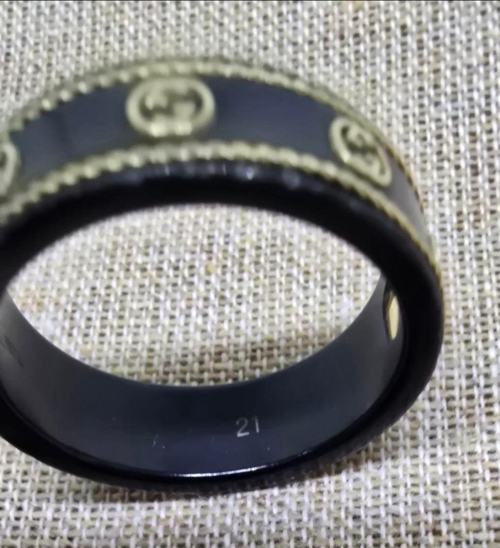 【現行モデル】GUCCI AU750×ブラックコランダム アイコンリング 21号