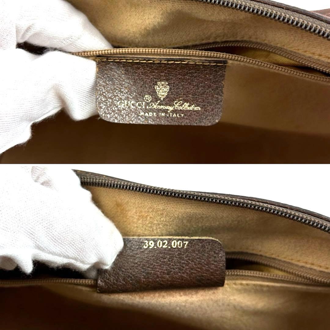 【美品】グッチ　ハンドバッグ　GGスプリーム　シェリーライン　PVC　レザー　茶