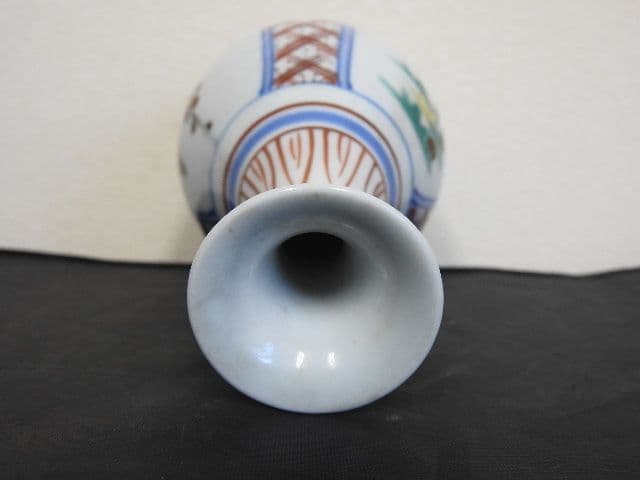 佐吉作 色絵松竹桜花入 共箱 M1423