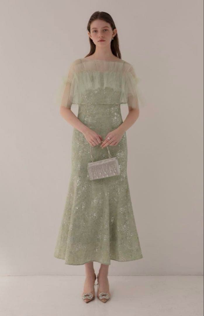 チュールフリルボレロペイントマーメイドドレスワンピース 結婚式