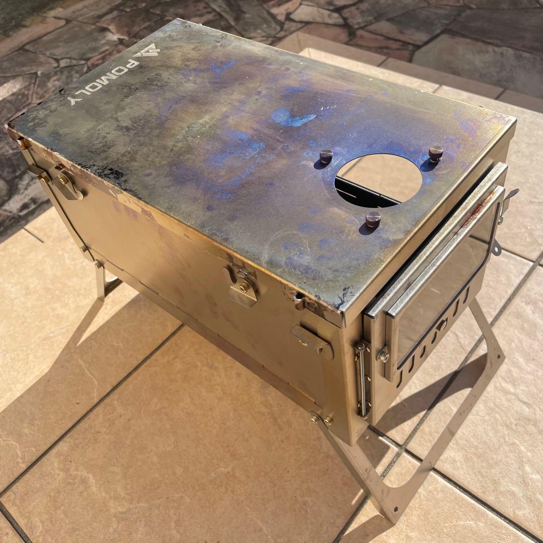 POMOLY T1 Max 折りたたみチタン薪ストーブ サイドテーブル付き