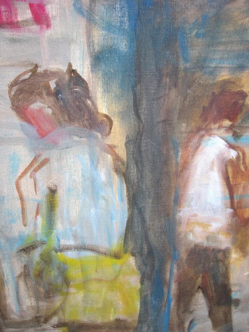 独立美術協会会員,岡村芳男「街角」20号油彩,師鈴木保徳