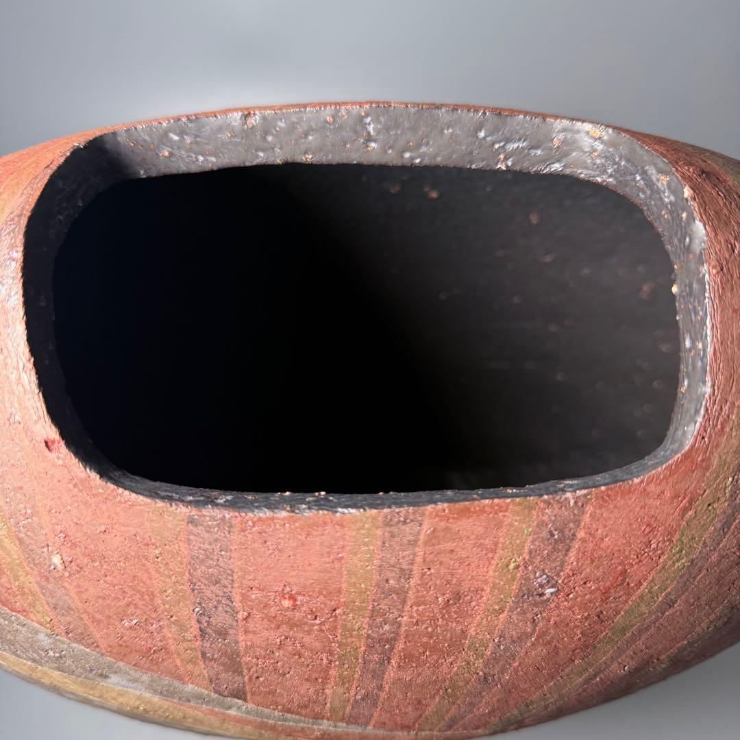 石原祥嗣 本人作 「暗泥彩花器」 高さ39cm 共箱 エントランス オブジェ