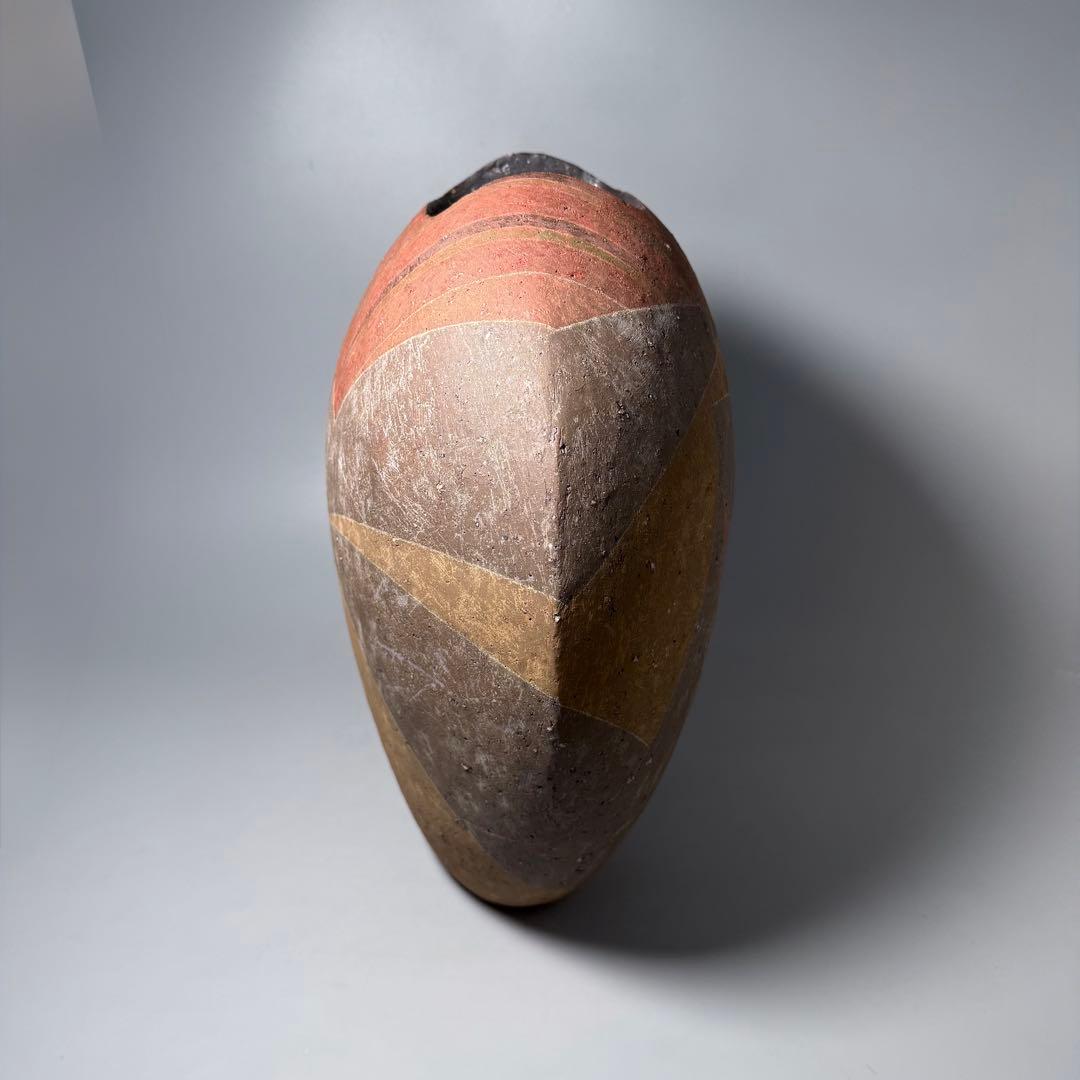 石原祥嗣 本人作 「暗泥彩花器」 高さ39cm 共箱 エントランス オブジェ