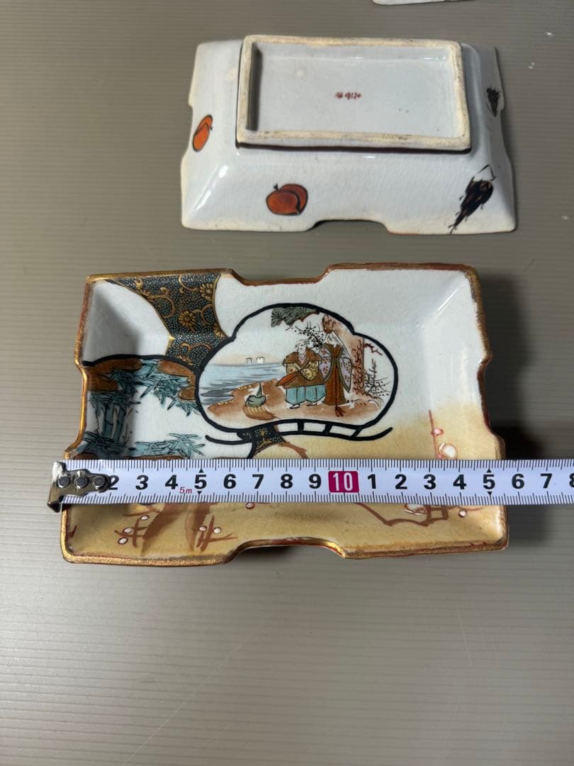 2374 九谷焼角皿5客時代物