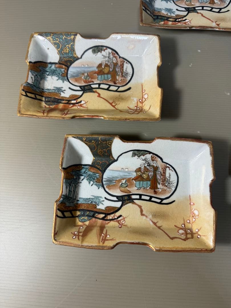 2374 九谷焼角皿5客時代物