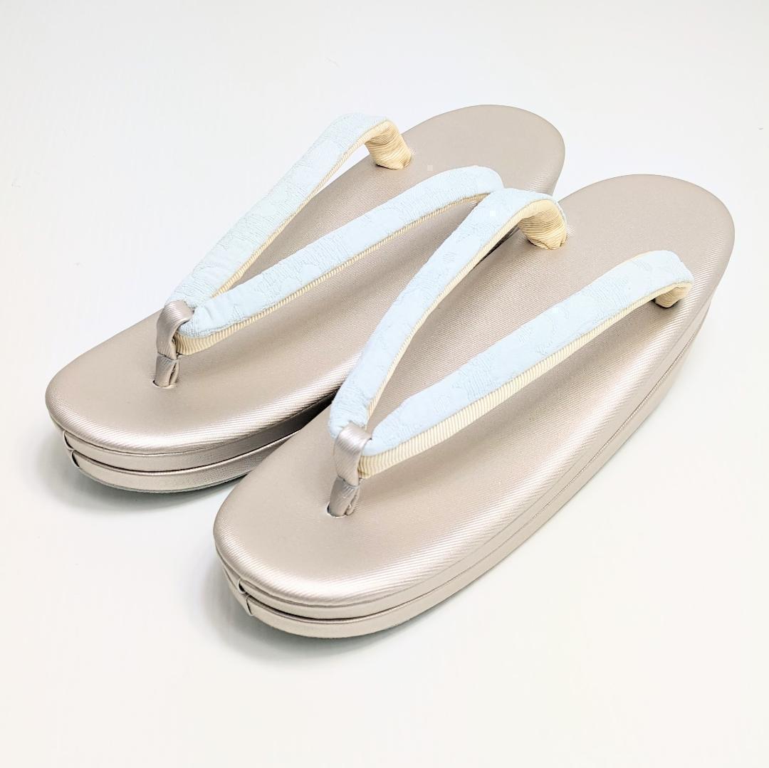 ふくれ織 草履 バッグ セット 緑 グリーン ゴールド フリーサイズ u33-4