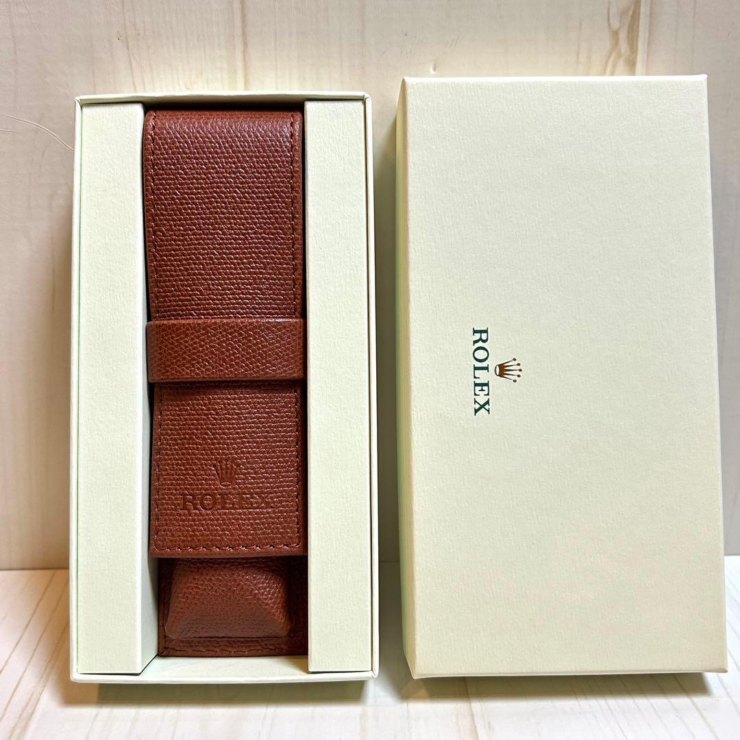 ロレックスROLEX レザーペンケースブラウンノベルティ未使用美品