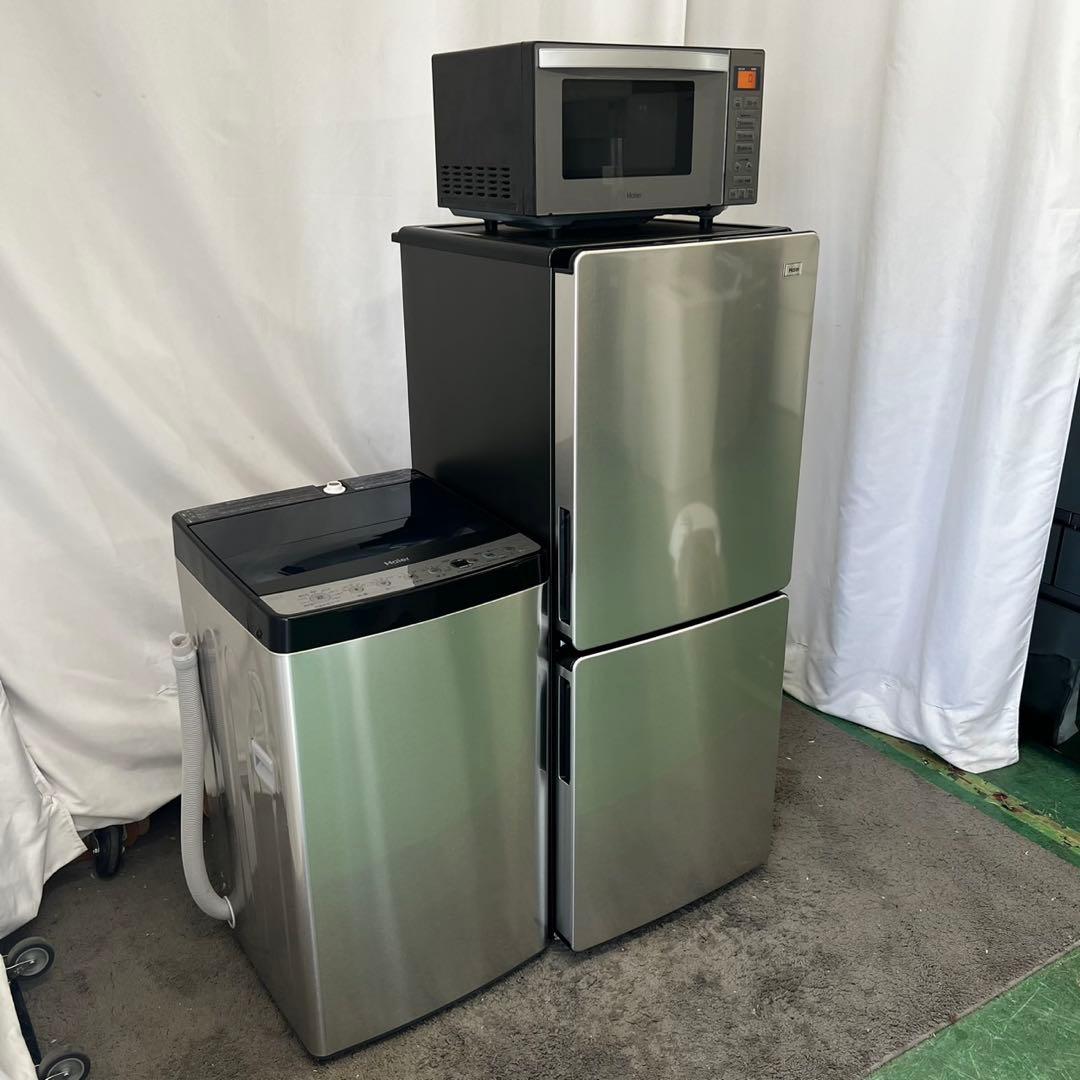 864 冷蔵庫　洗濯機　レンジ　一人暮らし　セット　シルバー　小型　設置無料