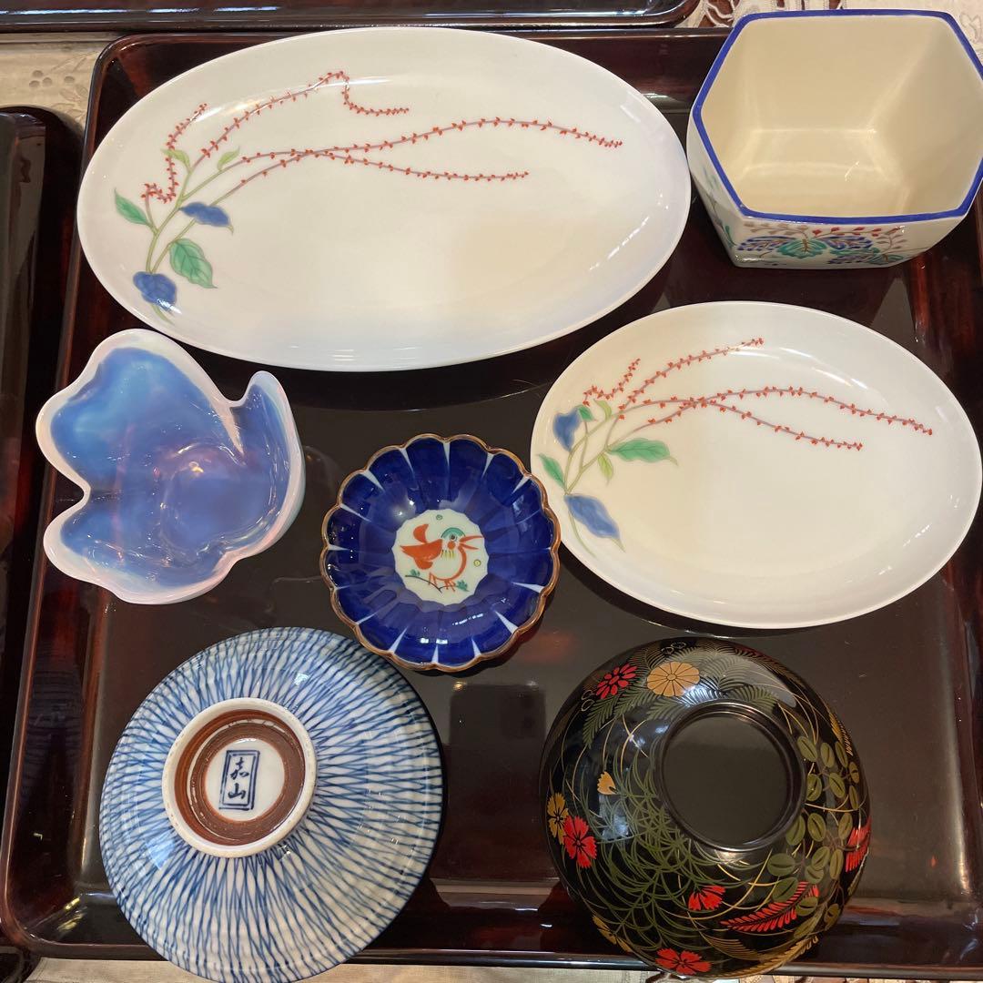 会席膳　木製　漆塗り　根来　曙塗　三枚　尺ニ　ヴィンテージ