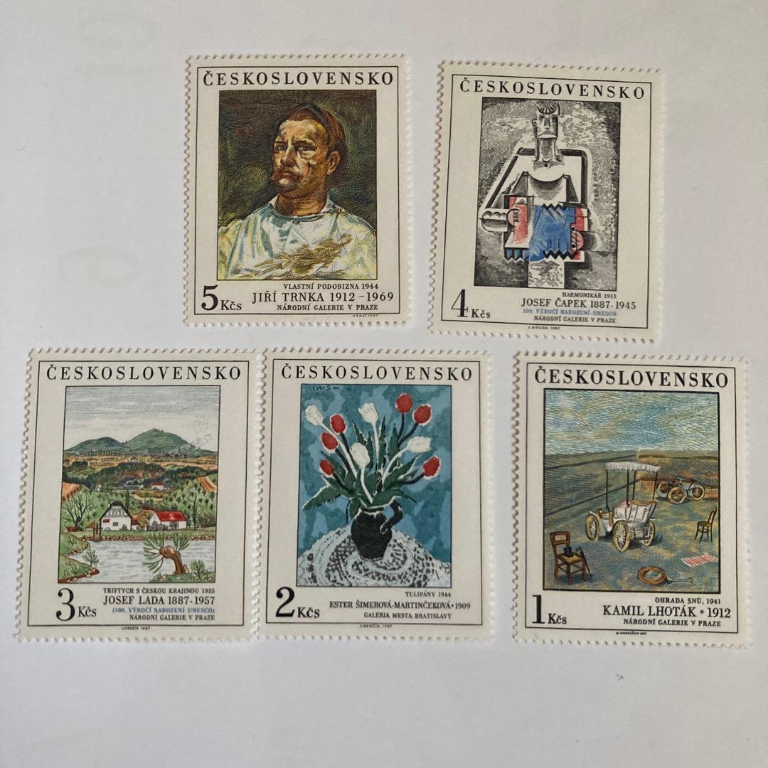 チェコスロバキア 美術シリーズの絵画切手5種完 未使用 1987 - メルカリ