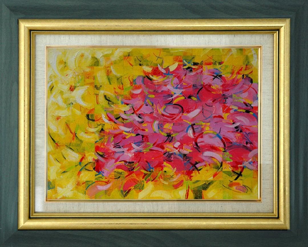 油絵 菅家令子 絵 絵画 インテリア 額付(銀) F4-080711 風景 桜