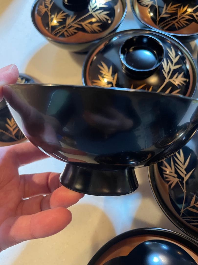 輪島塗吸い物椀10脚セット Wajima Lacquer Soup Bowls